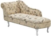 Beliani Retro Chaiselongue linksseitig beige Polyester Druckstoff Nimes
