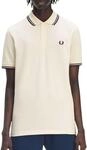 Fred Perry Poloshirt mit Doppelspitze, Ecru mit marineblauen Bes&auml;tzen,...