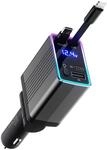 massway 120W Zigarettenanz&uuml;nder USB C Auto Ladeger&auml;t, 4 in 1 Einziehbares