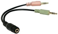 Logilink CA0020 Audio Adapter 3.5 Stereo 4p. Female zu 2 x 3.5 Stereo Male, 0,15m,