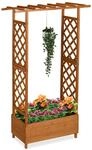 Relaxdays Blumenkasten mit Rankgitter & Dach, HBT: 183x110x44 cm, Pflanzk&uuml;bel mit