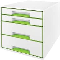 Leitz CUBE Schubladenbox mit 4 Schubladen, Wei&szlig;/Gr&uuml;n, A4, Inkl. transparentem