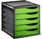 Rotho Spacebox Schubladen Organizer Schubladenbox A4 Format Anthrazit/Gr&uuml;n | B&uuml;ro