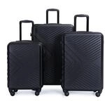 Travelhouse Bali 3-teiliges Kofferset Schwarz &ndash; Hochwertiges ABS Hartschalen