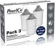 PearlCo Protect+ Classic Wasserfilter Kartuschen 3er Pack &ndash; f&uuml;r sehr hartes Wasser