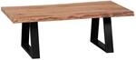 FineBuy Couchtisch 115x60x40 cm Akazie Massivholz Baumkante, Kufen