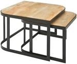 Wohnling Couchtisch 2er Set Mango Massivholz Metallbeine Hell
