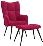 vidaXL Relaxsessel mit Hocker Weinrot Samt