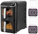 OLEIO Maestro Doppelkammer-Hei&szlig;luftfritteuse 11 L, 2460 W, 2 Sichtfenster |...
