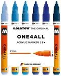 Molotow One4All 127HS Acryl Marker Blue Set, 6 St&uuml;ck sortiert | 2,0 mm