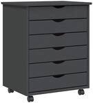 vidaXL Rollschrank mit Schubladen MOSS Grau Massivholz Kiefer