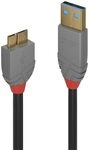 LINDY 36765 0.5m USB 3.0 Typ A an Micro-B Kabel, Anthra Line