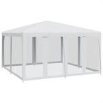 vidaXL Partyzelt mit 8 Mesh-Seitenteilen Wei&szlig; 4x4 m HDPE