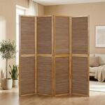 Homestyle4u Paravent 4-teilig Raumteiler Sichtschutz Bambus Holz Braun