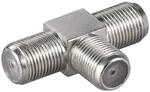 Goobay 11848 F-Adapter, T-St&uuml;ck, F-Buchse > 2x F-Buchse - Zink