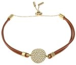 Fossil Damen-Komponentenarmband Sadie Glitz Disc Leder mittelbraun, JF04545710