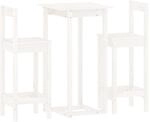 vidaXL 3-TLG. Bar-Set Wei&szlig; Massivholz Kiefer, Bistro-Set, Bartisch und St&uuml;hle,