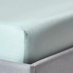 HOMESCAPES Satin Spannbettlaken Bio-Baumwolle 100x200 cm hellblau, Bio...