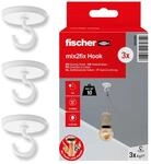 fischer Klebehaken im 3er Pack, selbstklebender Wandhaken in Wei&szlig;, praktische