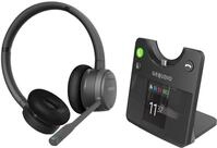 GEQUDIO DECT & Bluetooth Headset GC-4 mit Farbdisplay Basisstation, 2-Ohr |...