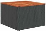 vidaXL Gartentisch Schwarz 55 x 55 x 37 cm Poly Rattan und Akazienholz