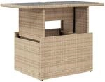 vidaXL Gartentisch, Esstisch Beistelltisch mit Glasplatte, Tisch Verstellbare