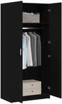 vidaXL Kleiderschrank mit T&uuml;r Schwarz Eichen-Optik 80 x 50,5 x 180 cm, Moderner