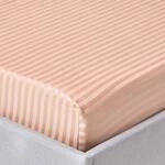 HOMESCAPES Damast Spannbettlaken 140x200 cm Taupe-beige mit Satin-Streifen, 100%