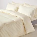 Homescapes 3-teiliges Perkal-Bettw&auml;sche-Set Creme-vanille aus 100% &auml;gyptischer
