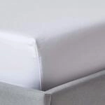 HOMESCAPES Luxus Spannbettlaken 180x200 cm wei&szlig;, Satin-Spannbetttuch, 100%