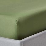 HOMESCAPES Satin Spannbettlaken Bio-Baumwolle 180x200 cm moosgr&uuml;n, Bio...