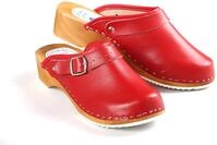 Aves-24 Clogs Pantolette Sandalette Holz + Leder Holzclogs Gr. 36-41 Holzschuhe (41,