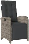 vidaXL Gartensessel mit Fu&szlig;teil Verstellbar Grau Poly Rattan
