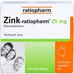 Zink-ratiopharm 25 mg Brausetabletten bei Zink-Mangel, 20 St. Tabletten