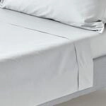 HOMESCAPES Perkal Bettlaken ohne Gummizug Silbergrau 240x275 cm,...