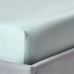 HOMESCAPES Satin Spannbettlaken Bio-Baumwolle 90x190 cm hellblau, Bio Bettlaken...