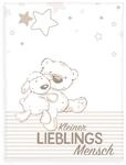 Herding Fynn Babydecke, Lieblingsmensch Motiv, 75 x 100 cm, Microfaserflausch, Wei&szlig;