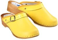 Aves-24 Clogs Pantolette Sandalette Holz + Leder Holzclogs Gr. 36-41 Holzschuhe (37,