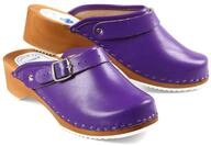 Aves-24 Clogs Pantolette Sandalette Holz + Leder Holzclogs Gr. 36-41 Holzschuhe (41,