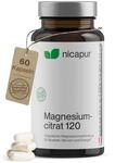 Nicapur Magnesiumcitrat 120 - 60 Kapseln mit je 120 mg Magnesiumcitrat - vegan