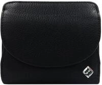 Kleiner Geldbeutel Damen, Reise Portemonnaie, viele F&auml;cher, Leder schwarz, RFID