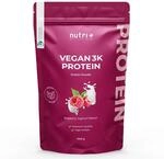 Nutri + Veganes Eiwei&szlig;pulver Himbeer Joghurt 1kg - 80% Eiwei&szlig; - 3k-Proteinpulver