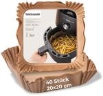Fackelmann Backpapier f&uuml;r Hei&szlig;luftfritteuse &ndash; 20 x 20 cm eckig, 40-teilig, &ouml;l-
