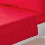 HOMESCAPES Perkal Bettlaken ohne Gummizug rot 178x255 cm, Baumwoll-Betttuch ohne