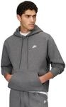 Nike Club Fleece-Hoodie F&uuml;r Herren, Charcoal Heathr/Iron Grey/White,...