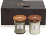 WoodWick Duftkerzen-Geschenkset | Fireside & LinenDuftkerze im Sanduhrglas mit
