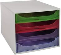 Exacompta 228699D Ablagebox Linicolor mit 4 Schubladen f&uuml;r DIN A4+ Dokumente. Ecobox