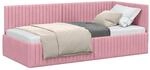 vidaXL Eckbettgestell mit Kopfteil Rosa 90 x 190 cm Samt, Moderner Bettgestell,