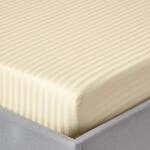 HOMESCAPES Damast Spannbettlaken 180x200 cm vanille mit Satin-Streifen, 100%