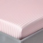 HOMESCAPES Damast Spannbettlaken 120x190 cm rosa mit Satin-Streifen, 100%...